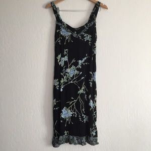 Kamellia Vintage Black Floral Rayon Dress